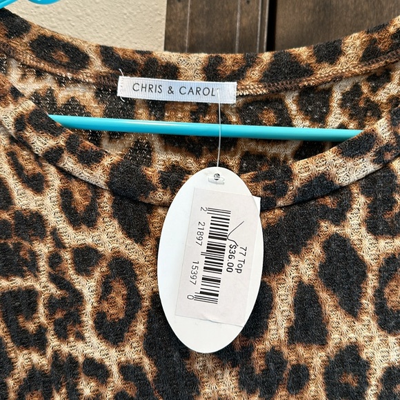 NWT Large Waffle Knit Cheetah Print Top - Picture 2 of 3